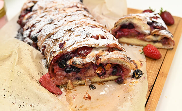 strawberry and blueberry strudel