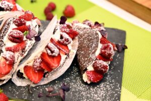 Chocolate and strawberry tacos