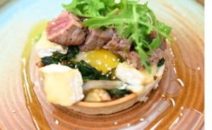 Grilled Tuna on Spinach & Brie tart