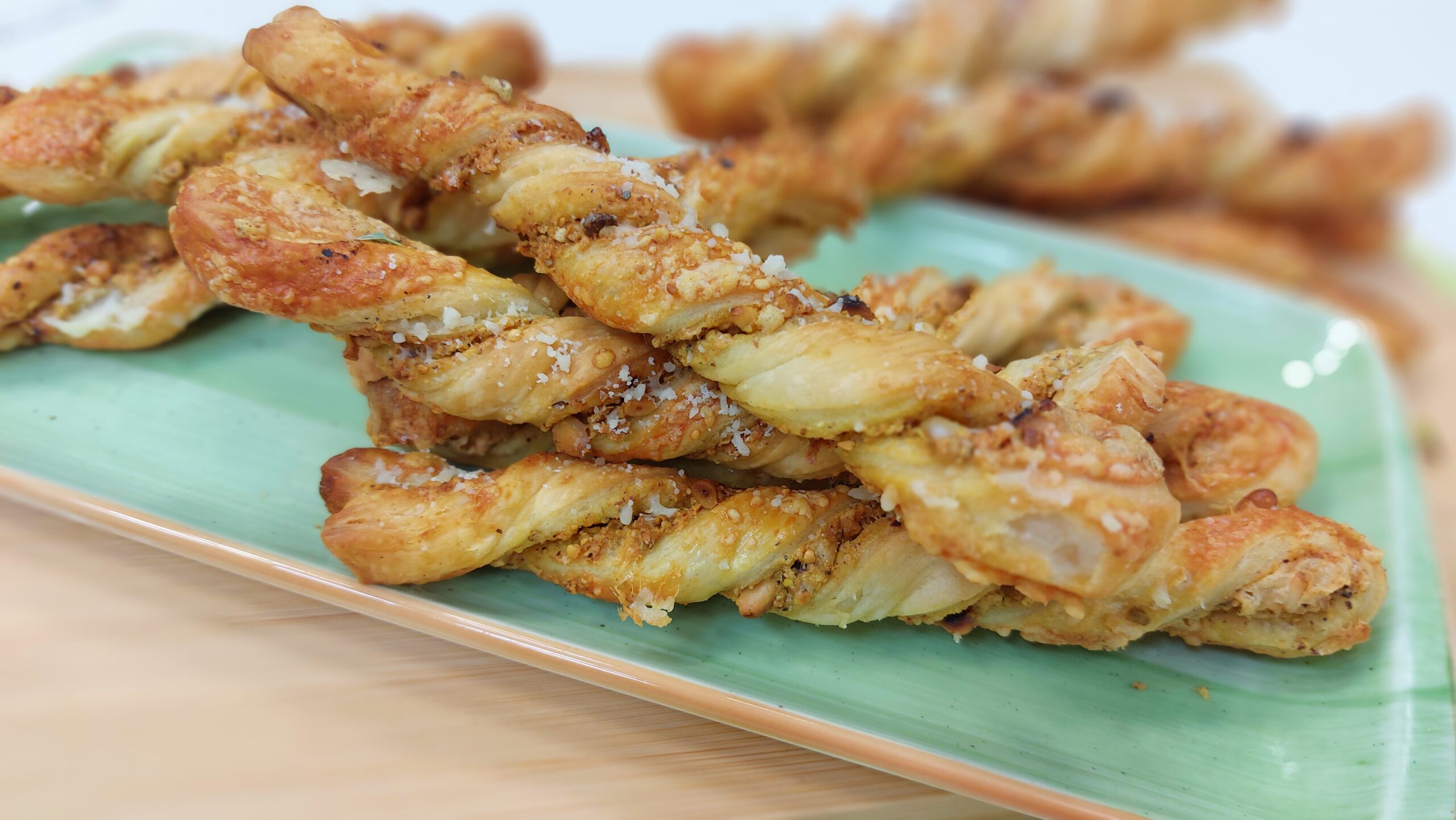 Pistachio and Parmesan cheese twists